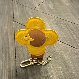 Bag charm, keychain. Vivienne Fashionista bag charm LV up-cycled yellow New!